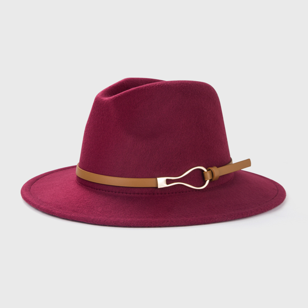 British Retro Woolen Belt Felt Hat Simple Big Brim Jazz Hat display picture 6