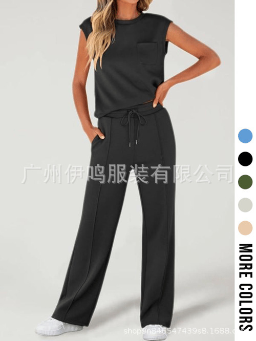 2025夏季新款欧美休闲运动风时尚短袖休闲套装时尚款时尚短袖女装|undefined