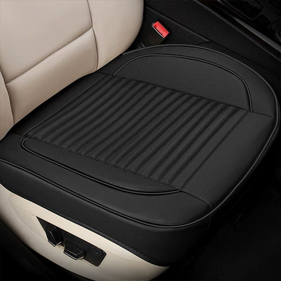 Universal Car Seat Cushions, Fully Surrounded by Non-Slip and Wear-Resistant Car Seat Cushions, Four-Season Cushions, Breathable Nappa Leather Pull Strips, Three-Piece Set (Seat cushion, seat cover) - all-black