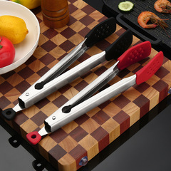 Outdoor BBQ Grill Tongs Kitchen Stainless Steel Silicone Food Tongs Steak Meat Sandwich Bread Baking Food Tongs