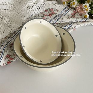 Japanese-style retro underglaze ceramic eating bowl household Breakfast Bowl ins small Bowl High-looking niche polka dot tableware