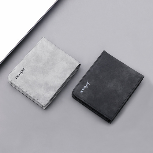 Wallet men's ins style short men's wallet can hold driver's license nubuck leather college student wallet men's simple style