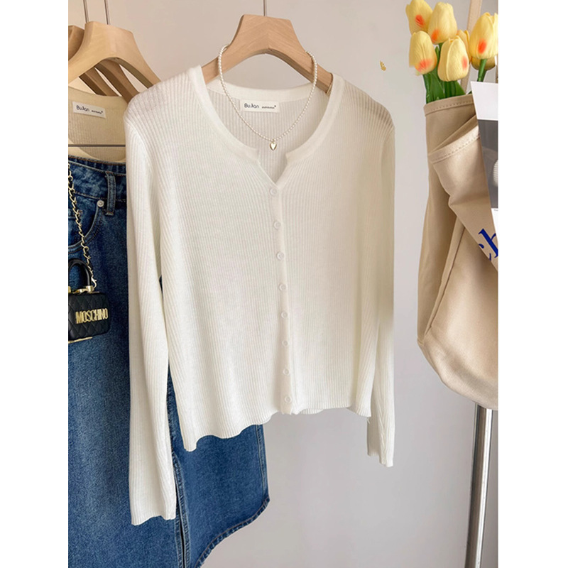 Korean Style V-Neck Thin Long-Sleeve Base Sweater Top 2026 New Early Autumn Women's Wholesale Knit Cardigan for Women Korean Style V-Neck Thin Long-Sleeve Base Sweater Top 2026 New Early Autumn Women's Wholesale Knit Cardigan for Women