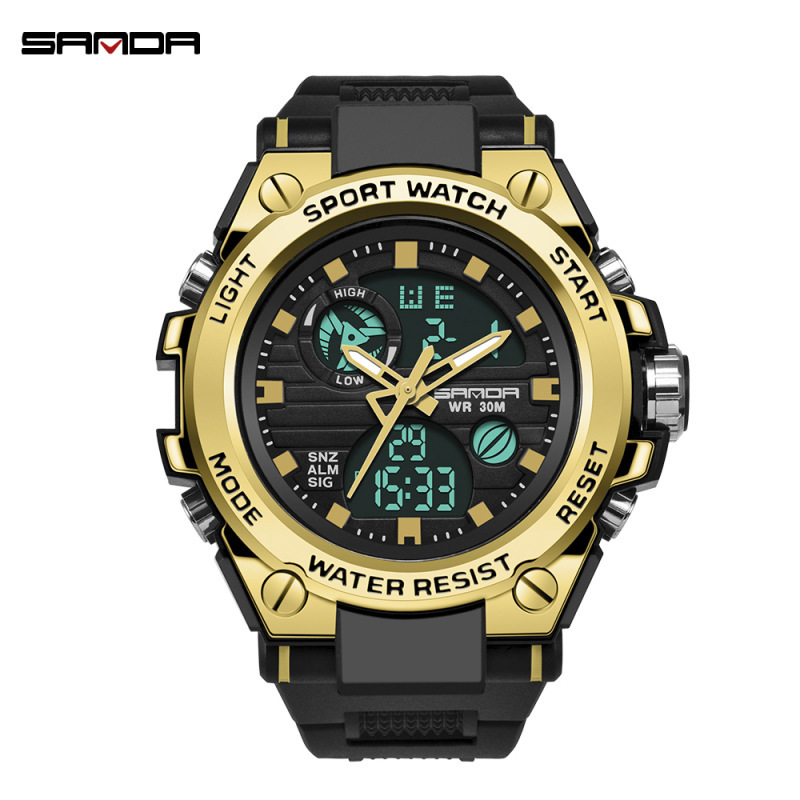 SANDA 739 reloj de hombre de moda versión inglesa estudiante tendencia de moda multifuncional digital impermeable reloj electrónico