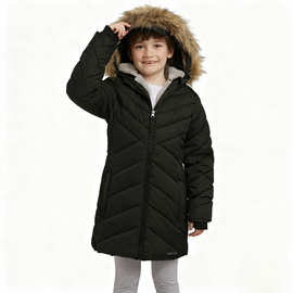 Puffer jacket现货冬季女童菱格加绒加厚毛领保暖防风羽绒服外套