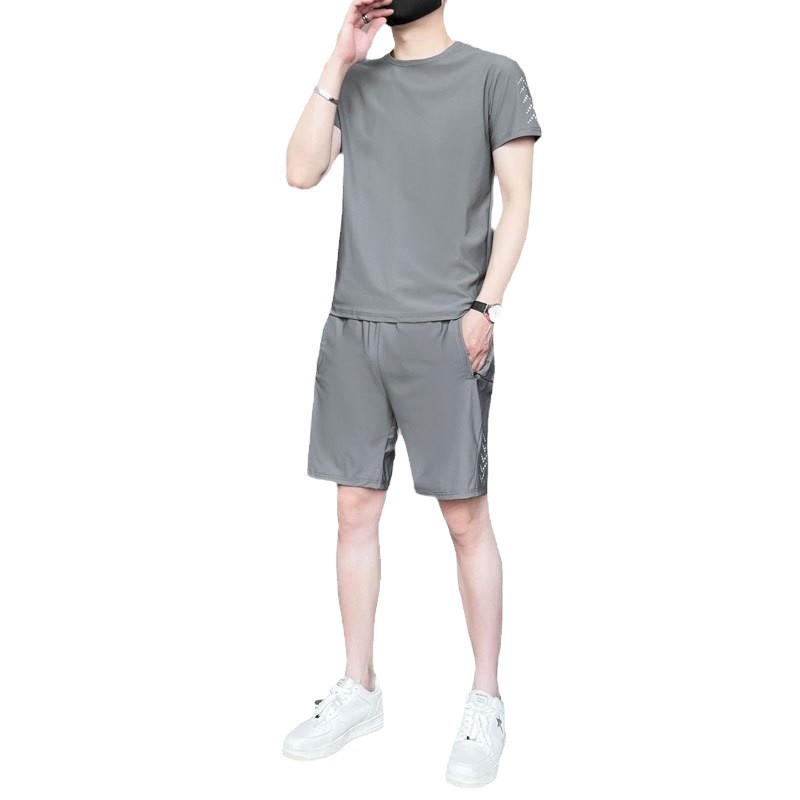 Cross-border M - 7XL hombre helado set de verano grande rápido secado mangas cortas panty transpirable juego de dos piezas para correr casual