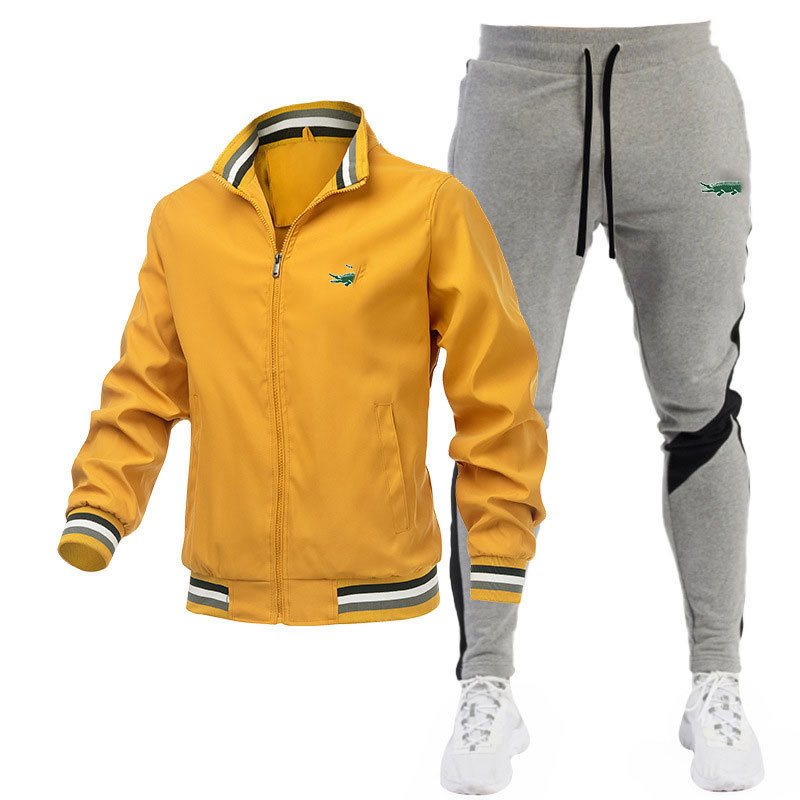 황금색 + 회색 바지