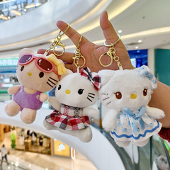 新しいチェック柄 KT 猫ぬいぐるみ人形ペンダントキーホルダーバッグペンダントキャッチマシン人形卸売