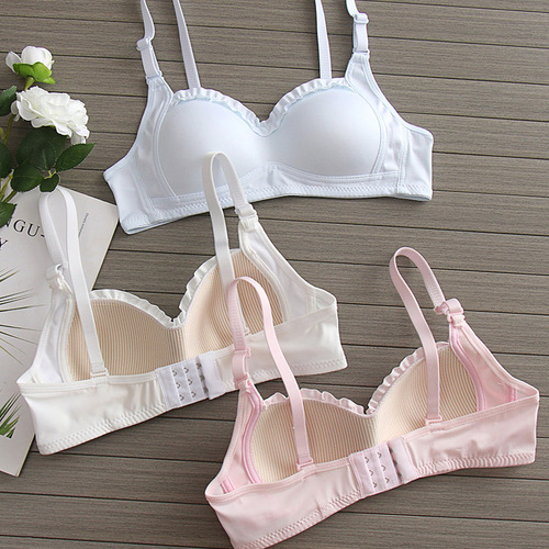 Cute Girls' Bra for High School Students, Small Cup, Push-up Design, Developmental Bra, Thin Lace Bra for Young Students