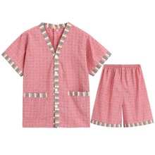 汗蒸服艾灸服后背开扣开背服桑拿服前后开扣衣服男女服亚马逊代发