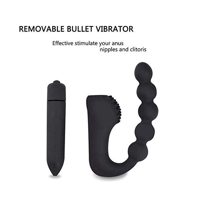 Ventricular Vibrating Anal Plug with Beads, 10-Frequency Remote-Control Silicone Massager — detail image 6