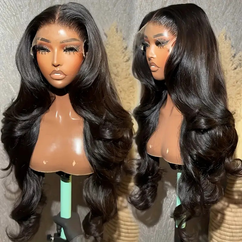 Cross-Border Foreign Trade Amazon Medium-Parted Large Wave Full Head Wig Long Curly Hair 13*4 Front Lace Wig Manufacturer in Stock