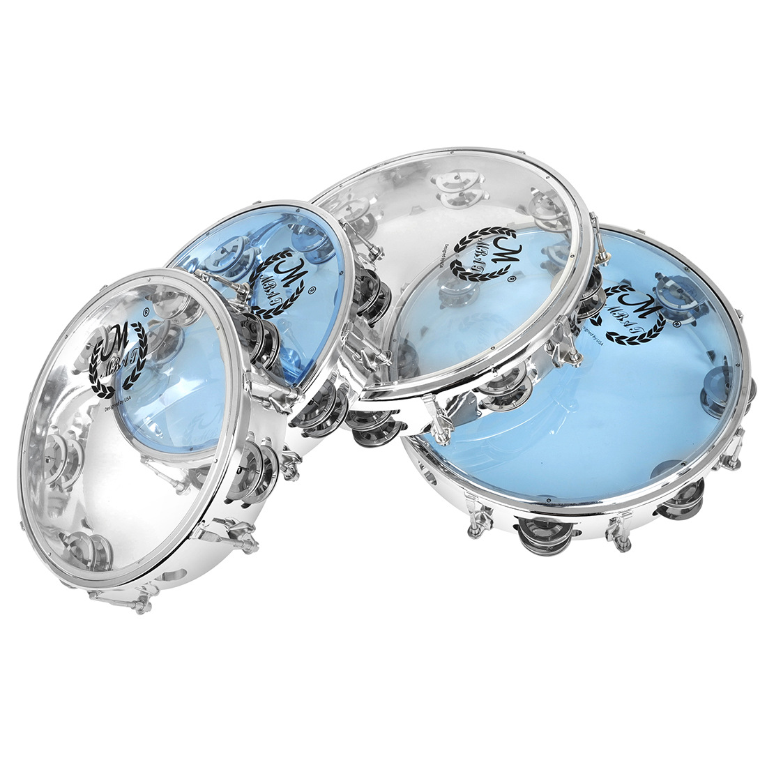 Meibeite de 8 pulgadas de 10 pulgadas de autoajuste de doble fila sonajero banda de tambor tocando el acero inoxidable anillo de plata campana pieza raqueta tambor