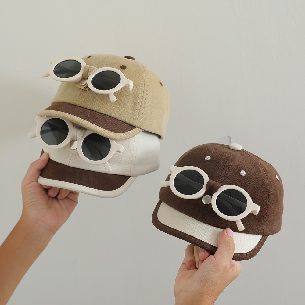 Baby gafas de sol sombrero de béisbol para niños y niñas sombrero de bisel corto sombrero de protección solar para viajar sombrero versátil sombrero de sol verano primavera otoño