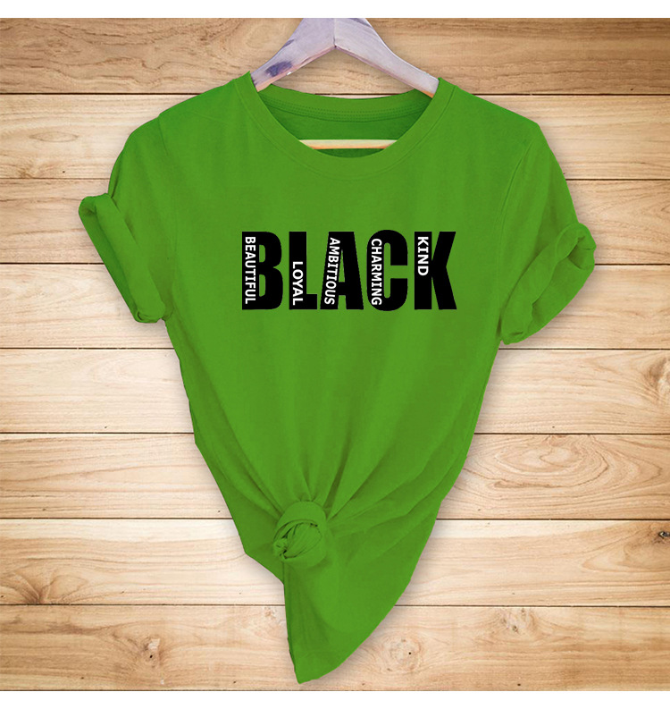 black letters black girl printed short-sleeved T-shirt NSYIC56503