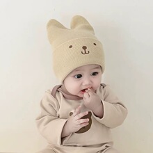 0-3岁婴儿帽男宝宝毛线帽女童套头帽儿童防风帽新生儿护耳帽秋冬
