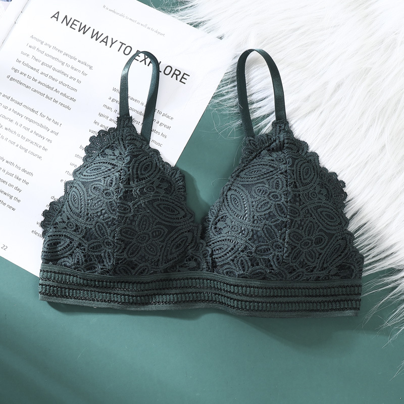 Triángulo francés taza sujetador de las mujeres otoño sexy encaje belleza espalda inalámbrico ropa interior de las mujeres en stock al por mayor image 10