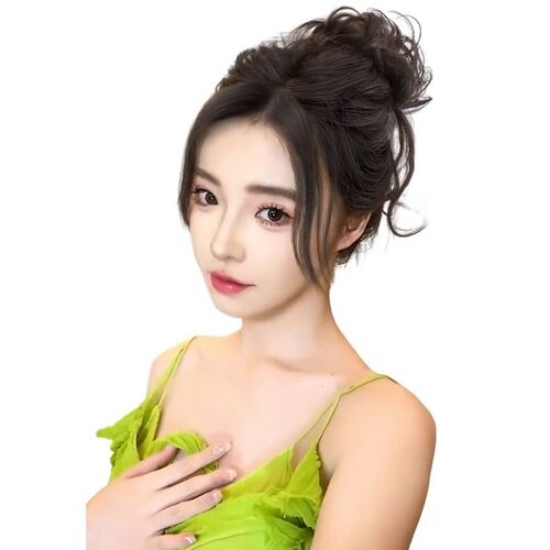 Ball head wig for women with buds, dragon beards, ball head, full real hair, natural fluffy lazy hair artifact wig hair band