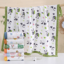 六层纱布全棉泡泡纱宽边童被印花婴儿浴巾柔软吸水盖毯可定LOGO