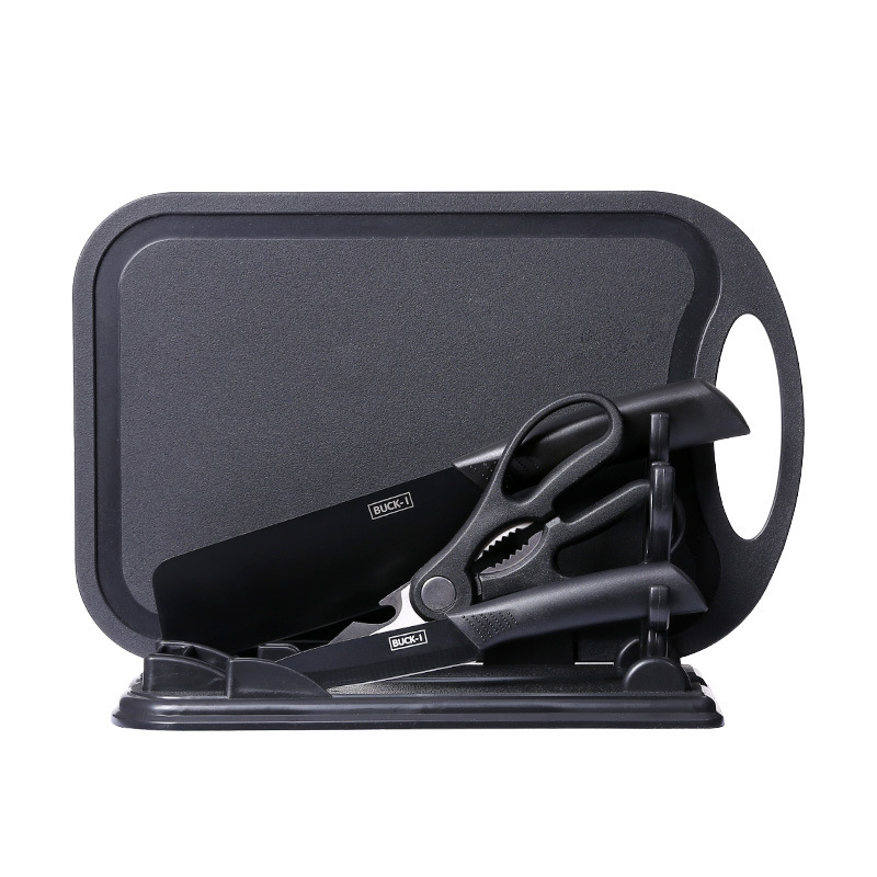 Cuchillo de cocina Yangjiang cuchillo de cocina doméstico tablero de cocina 2 en 1 cuchillo de acero negro cuchillo de frutas cuchillo de alimentos suplementarios dormitorio tablero de corte combinación