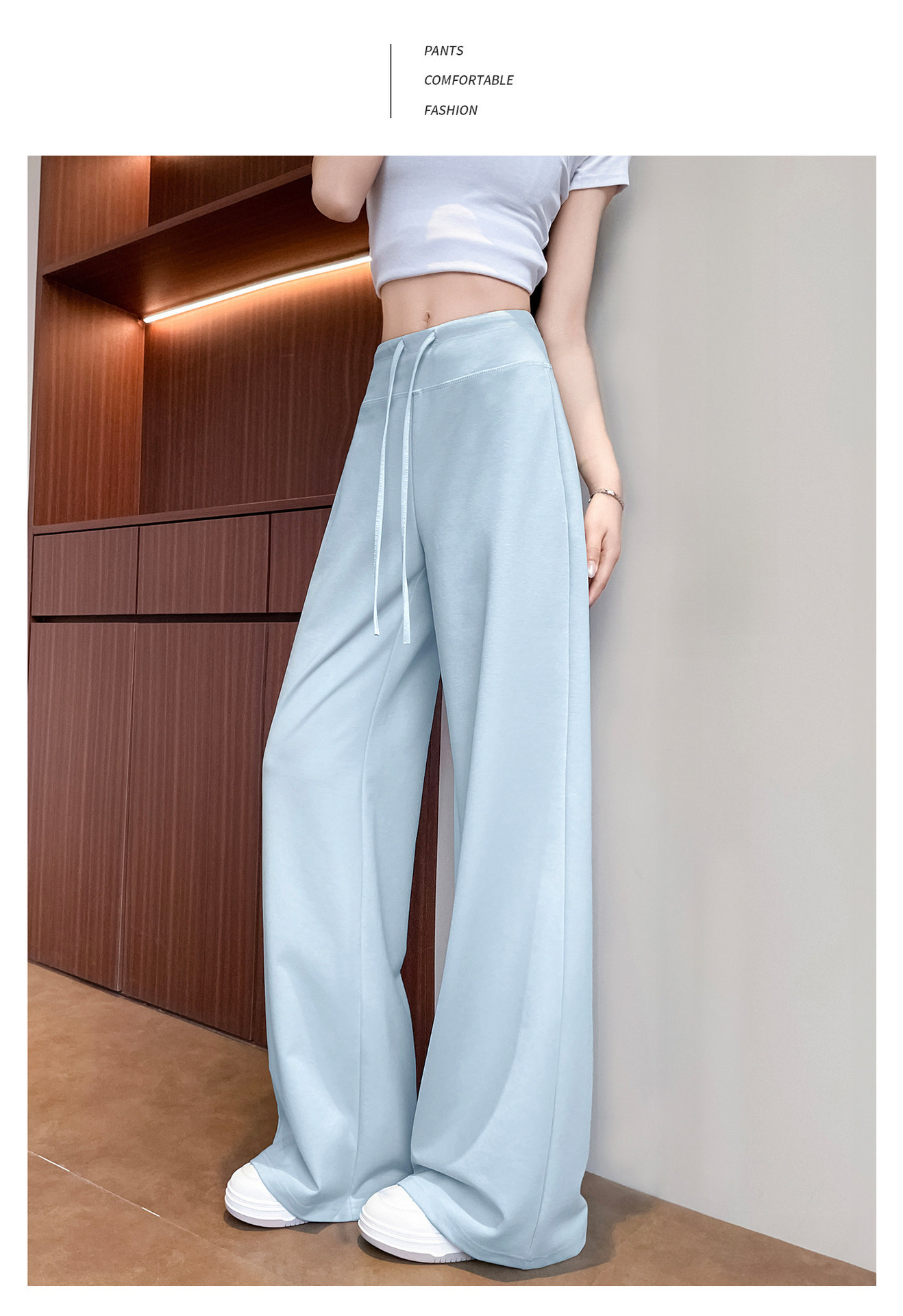 Quần legging yoga nữ cạp cao ống suông chất liệu lụa băng mát mẻ — Màu trắng gạo - Extended chi tiết 28