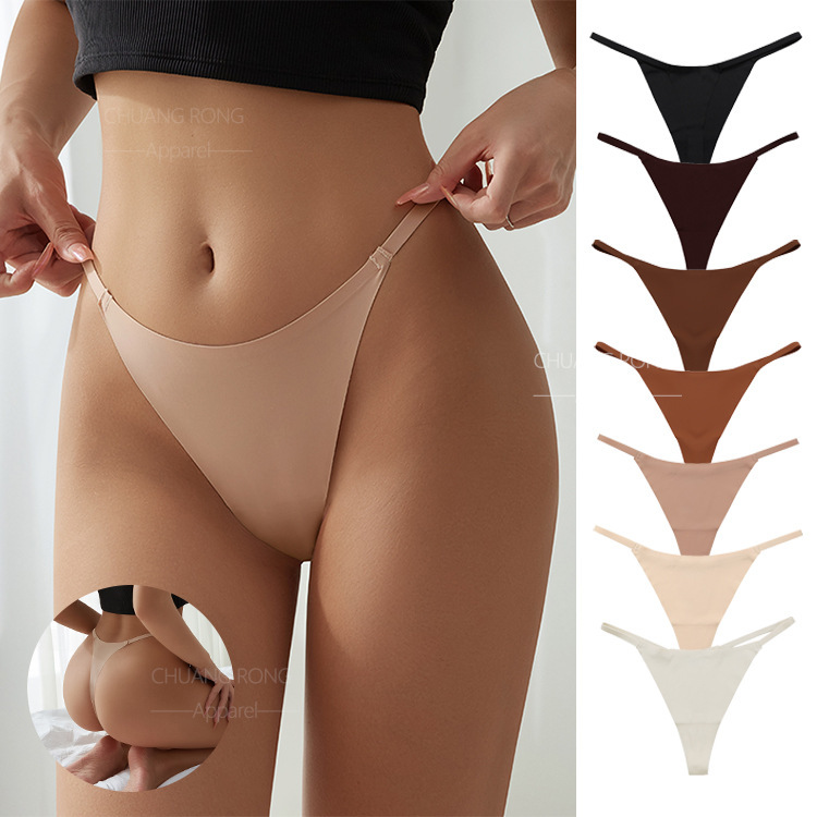 Customized High-End Foreign Trade Thong Panties for Women, Sexy Thin Straps, Seamless Ice Silk, Summer Thin Style, Skin-Friendly, Breathable Yoga Underwear