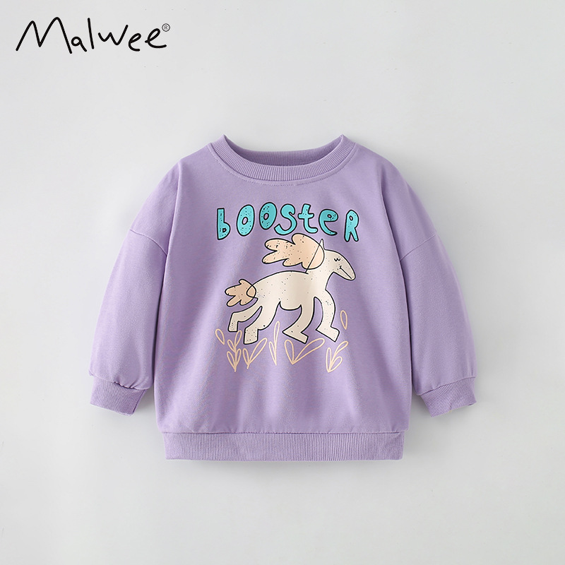 Malwee niñas suéter de otoño nuevo estilo europeo y americano camiseta de cuello redondo casual para niños vestidos de vestir para niños