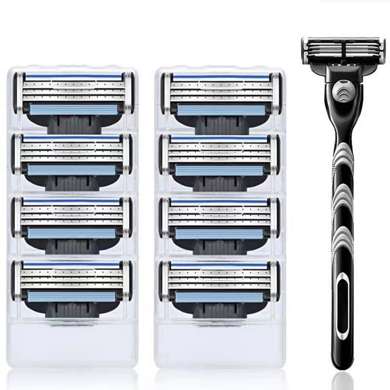 Three-Layer Razor Old-Fashioned Manual Razor Beard Razor Universal Edge 3-Layer Razor Shaver Beard Head