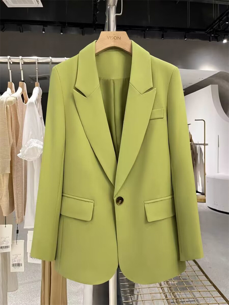 Green autumn elegant classic suit jacket for leisure