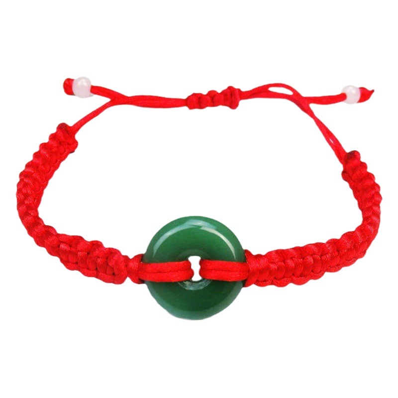 Benmingnian Ping An Buckle Bracelet Hand-woven Red Rope Men's and Women's Leather Rope Children's Student Adult Bracelet Gift