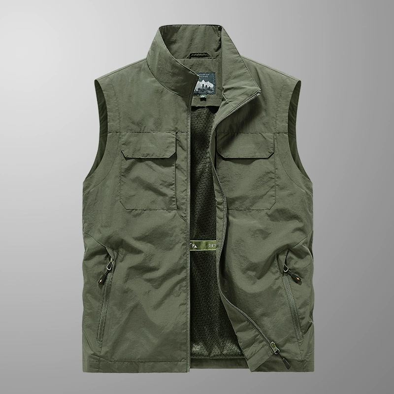 Прямые продажи с фабрики M-5XL, мужская уличная рабочая одежда большого размера, повседневный жилет для молодежи и среднего возраста, дышащий быстросохнущий жилет с воротником-стойкой