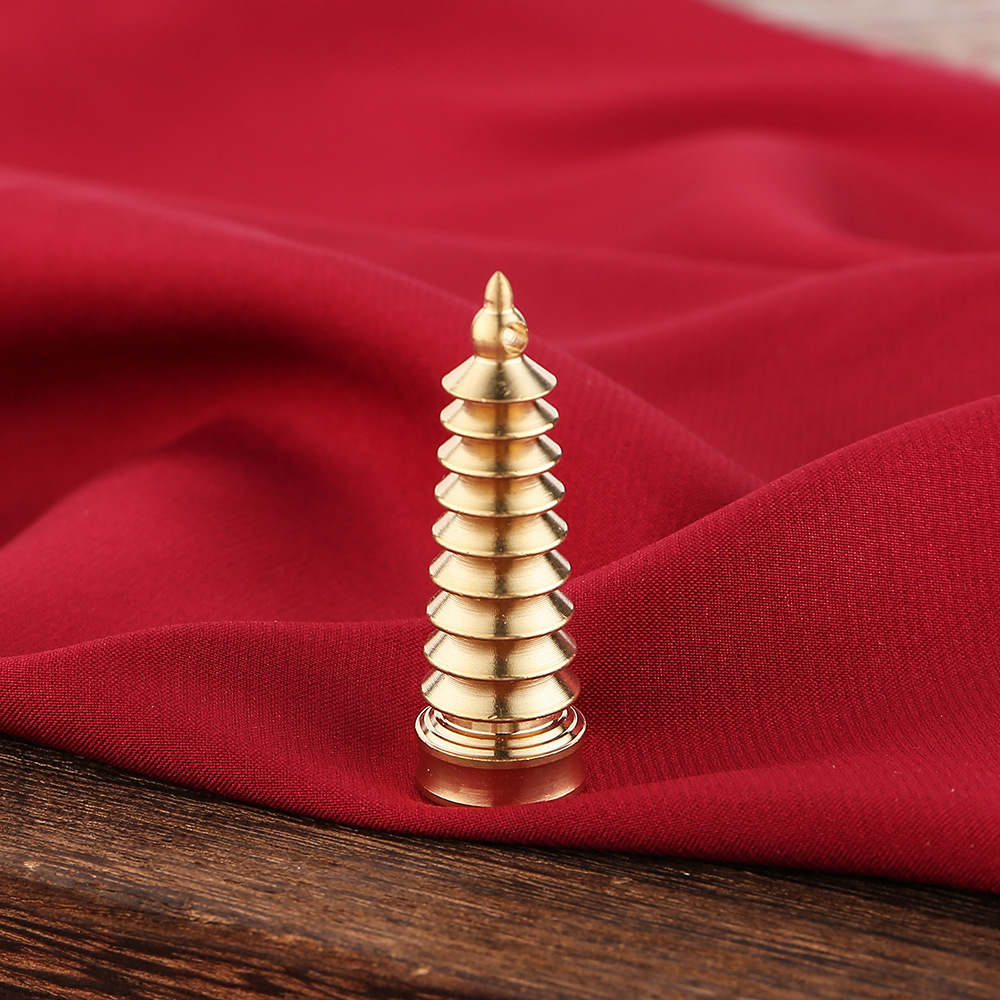 純黃銅金色文昌塔鑰匙扣掛件金榜題名復古風古玩九層塔掛墜配飾