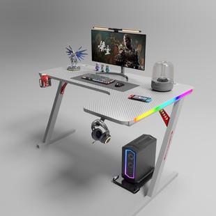 Manufacturer Wholesale Carbon Fiber Rgb Corner Computer Desk Desktop Desk Foreign Trade Cross-Border L-Shaped Anchor Game E-Sports Table