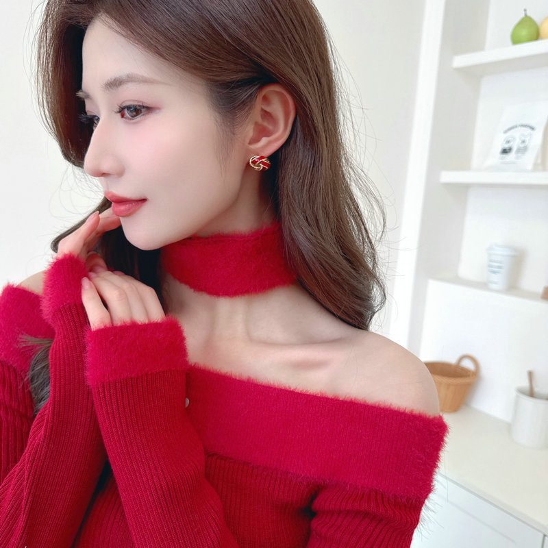 Nouvelles boucles d'oreilles rouges Ankara dégoulinant d'huile exquises boucles d'oreilles à tige françaises de qualité supérieure_voghion.com
