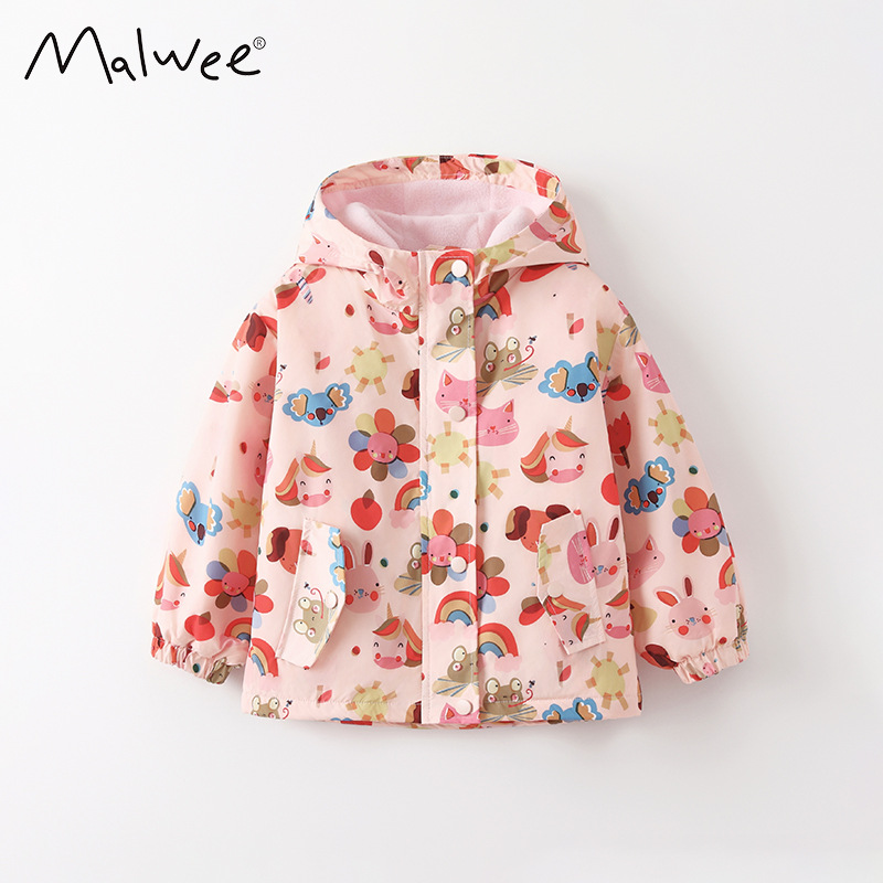 Cross-border malwee niñas abrigo otoño invierno nuevo estilo europeo y americano cardigan con capuz lindas camisas con cremallera de otoño