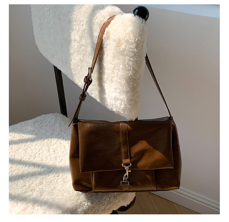 Nuova borsa a tracolla in morbida pelle PU per donna, versatile, grande capacità, con nicchia sottobraccio, fibbia a gancio con patta,_voghion.com