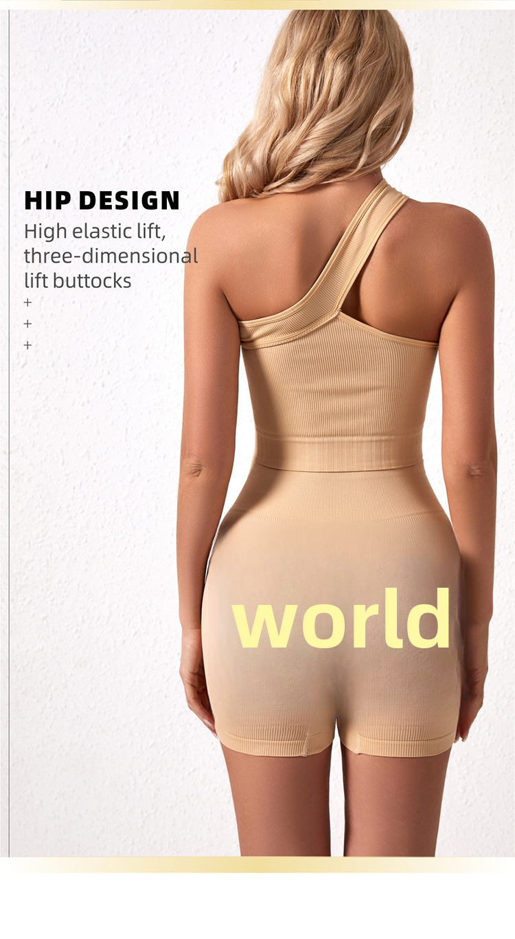 New Sports Vest Women's High Strength Shockproof Underwear Belly-lifting Shorts Split Fitness Yoga suit_voghion.com