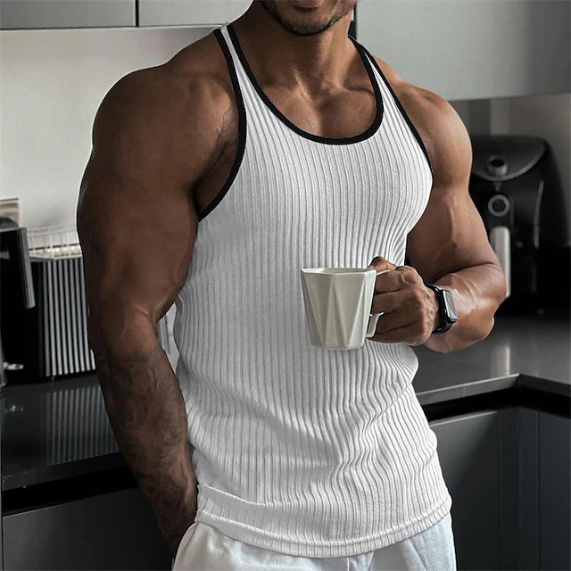 New Summer Sports Fitness Breathable Vertical Striped Vest Men's Elastic Quick-Drying T-Shaped Vest New Summer Sports Fitness Breathable Vertical Striped Vest Men's Elastic Quick-Drying T-Shaped Vest