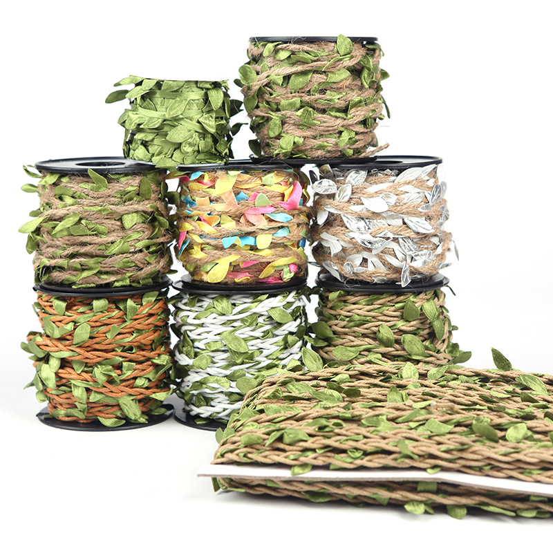 DIY仿真装饰麻绳藤条绿叶装饰树叶幼儿园自然角环境布置手工材料