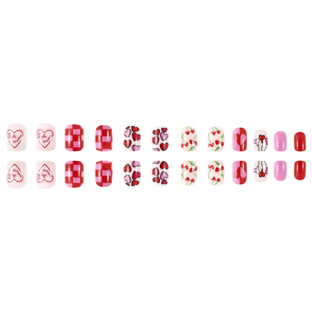 14g Weight press-on nails Nail Supplies Plastic Material Letter, Cherry, Heart Shape Pattern Letter Cherry Heart Shape Plastic Press-on Nails 5