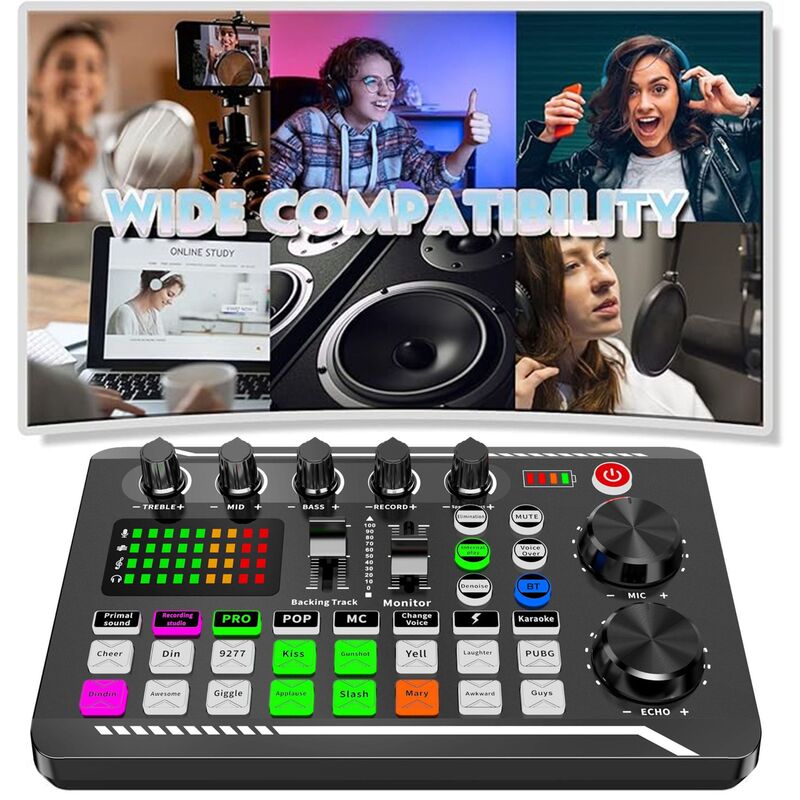 跨境爆款F998声卡手机直播专用主播录音设备适配乐器电脑通用话筒|undefined