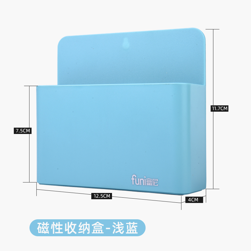 연한 파란색 자석(12.5*11.7*4)cm이 철 표면에 흡착됩니다.