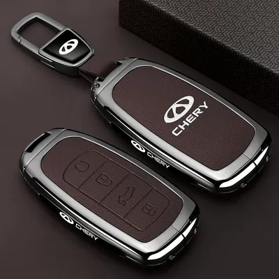 Suitable for 25 Tiggo 8Pro Car key bag - leather-texture-chery-a-model-4-button-brown-car-logo-trapezoid-buckle