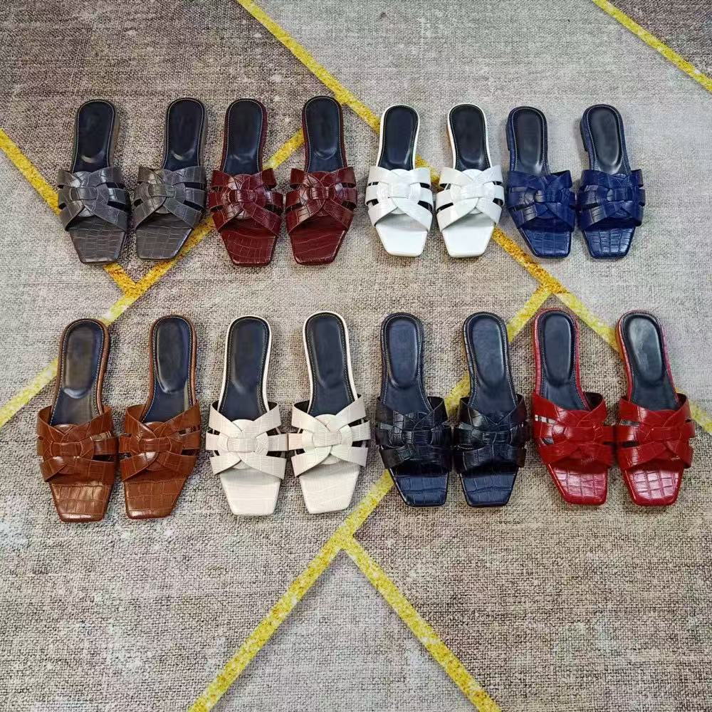 Women's Genuine Leather Woven Flat Sandals Versatile One-strap_voghion.com