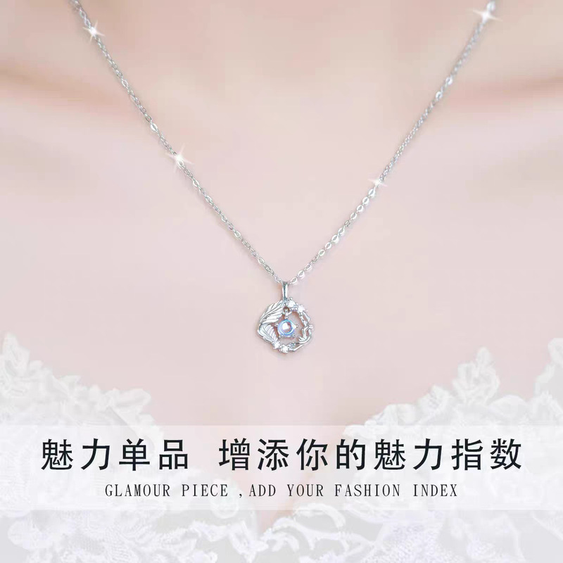 镀银蓝桉与鸟项链女生2025新爆款轻奢小众七夕生日礼物送女友批发|undefined