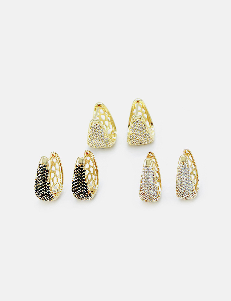 Plating Design Retro Inlaid Zirconium U-shaped Copper Earrings Wholesale Nihaojewelry