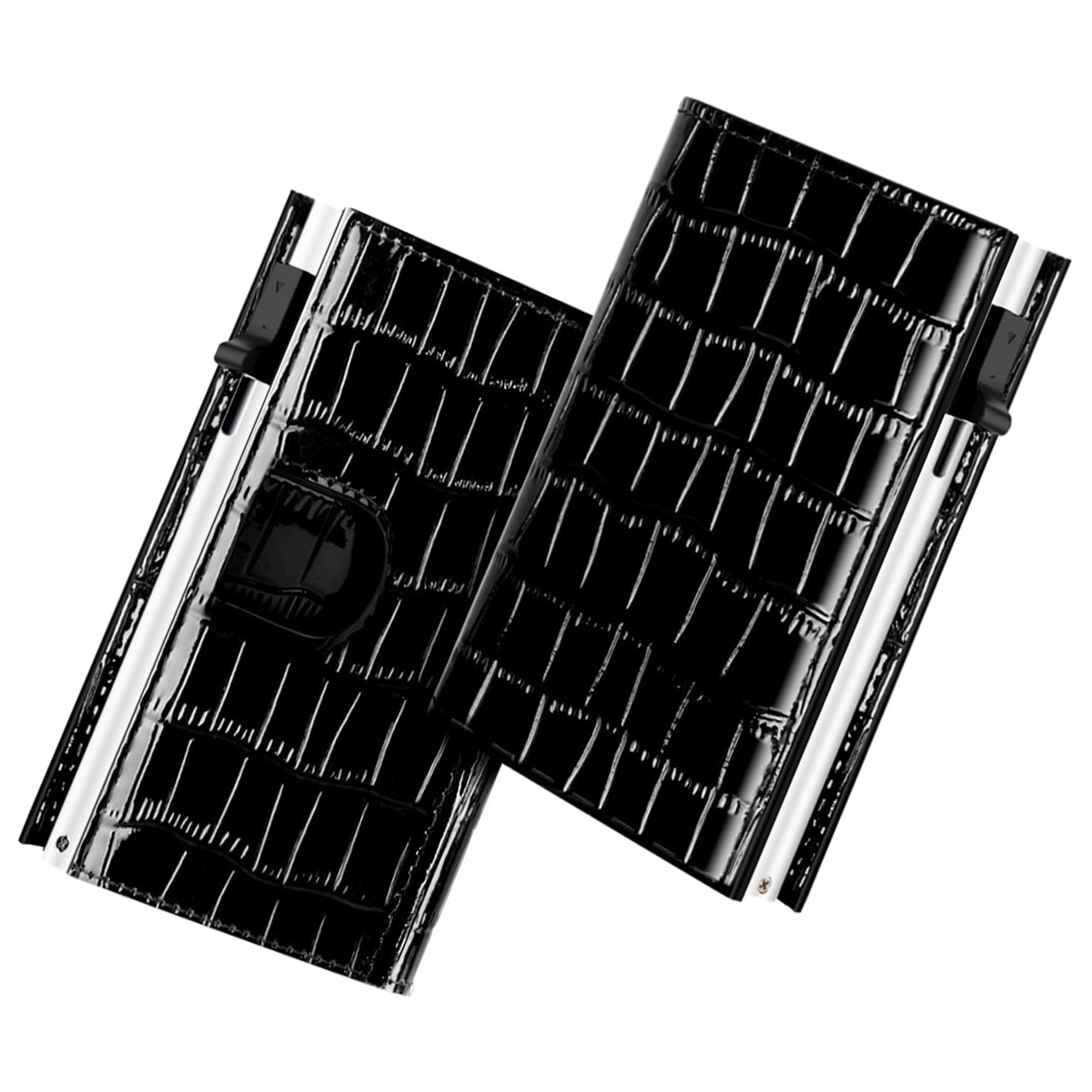 Transfronterizo multi tarjeta RFID blindaje tarjeta tres plegado multifuncional caja de metal piel de cocodrilo cartera de negocios para hombres