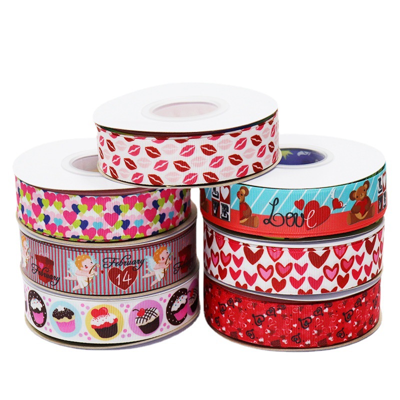 Cinta de la decoración de la boda cinta de la flor del regalo de Qixi 2,5 CM día de San Valentín embalaje cinta de hilo