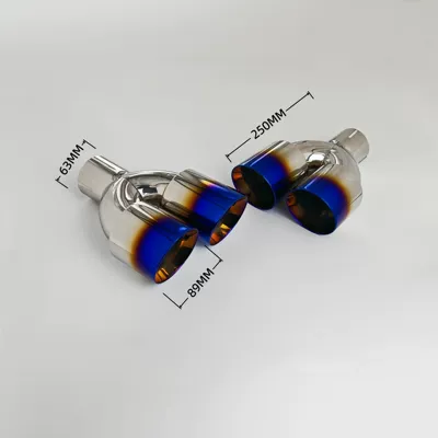Exhaust pipe, stainless steel blue tailpipe universal dual