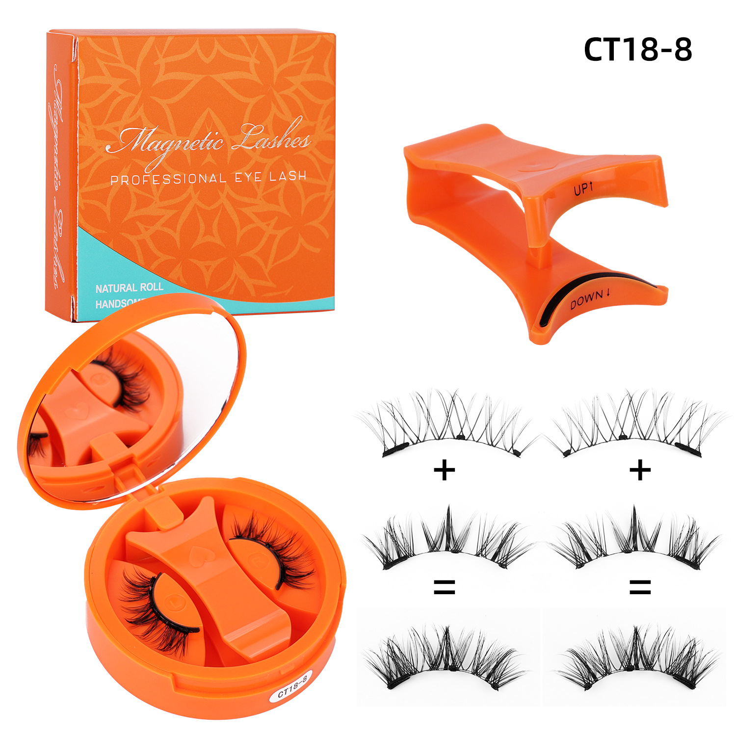 Juego de Pestañas Postizas Magnéticas de 2 Pares de Fibra de Alta Calidad para Maquillaje